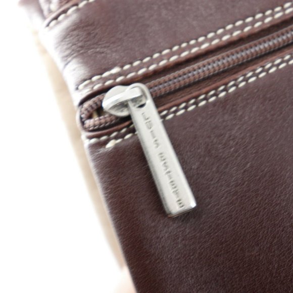 Luis Esteve Crossbody Handbag Womens Small Cream Brown Leather Lined Pockets - Picture 10 of 11